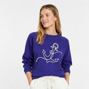 J.Crew‎ Sweatshirt Womens S Purple Anchor Rope Graphic Nautical Sailor Coastal